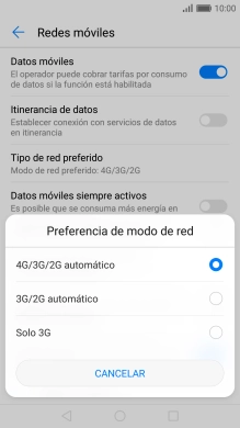 Pulsa el tipo de red deseado.
