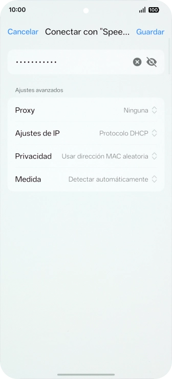 Introduce la contraseña de la red wifi y pulsa Guardar. Introduce la contraseña de la red wifi y pulsa Guardar.