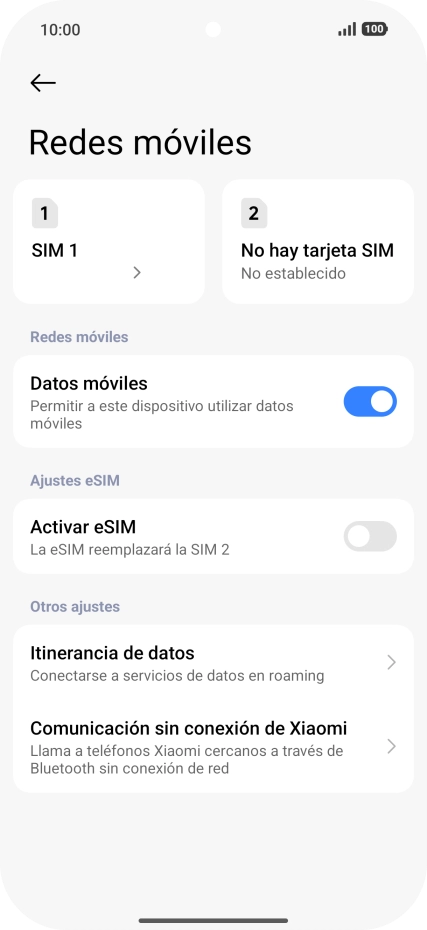 Pulsa el nombre de la tarjeta SIM.