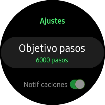 Pulsa Objetivo pasos. Pulsa Objetivo pasos.
