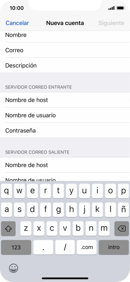 Pulsa Nombre de usuario e introduce el nombre de usuario de tu cuenta de correo electrónico. Pulsa Nombre de usuario e introduce el nombre de usuario de tu cuenta de correo electrónico.
