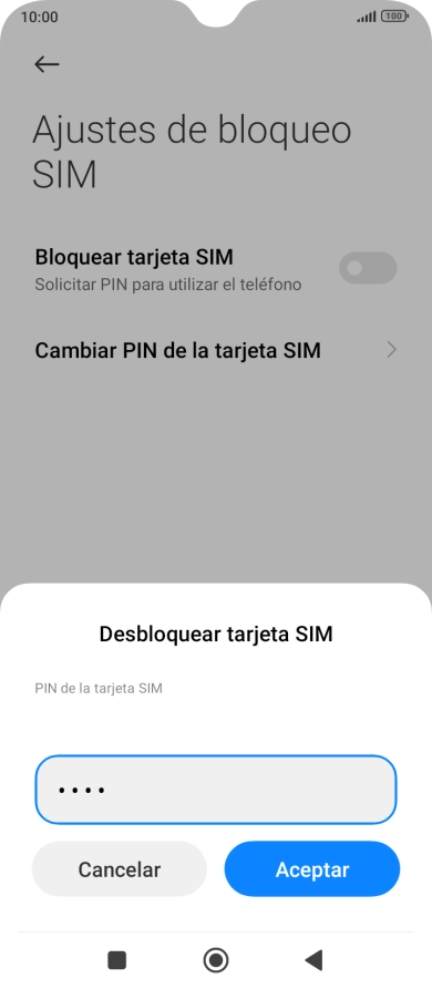 Introduce tu código PIN y pulsa Aceptar.