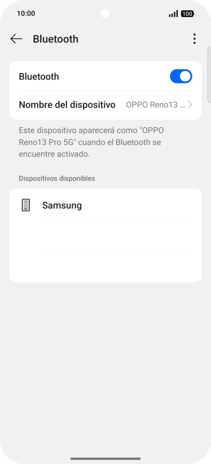 Pulsa el dispositivo Bluetooth deseado y sigue las indicaciones de la pantalla para vincular el dispositivo al teléfono. Pulsa el dispositivo Bluetooth deseado y sigue las indicaciones de la pantalla para vincular el dispositivo al teléfono.