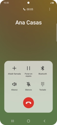 Pulsa el icono de finalizar llamada. Pulsa el icono de finalizar llamada.