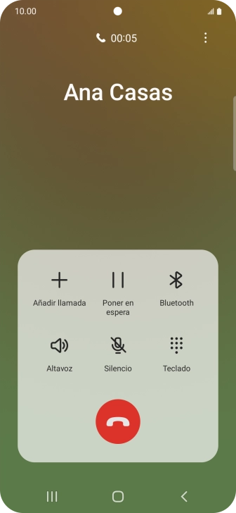 Pulsa el icono de finalizar llamada. Pulsa el icono de finalizar llamada.