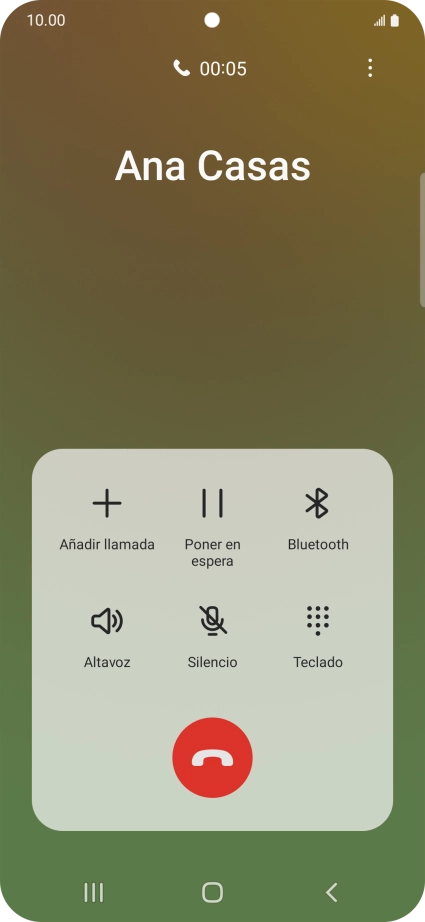 Pulsa el icono de finalizar llamada. Pulsa el icono de finalizar llamada.