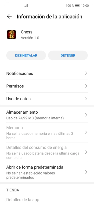 Pulsa Almacenamiento.