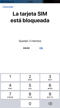 Si es necesario desbloquear la tarjeta SIM, introduce el código PIN y pulsa OK. Si es necesario desbloquear la tarjeta SIM, introduce el código PIN y pulsa OK.