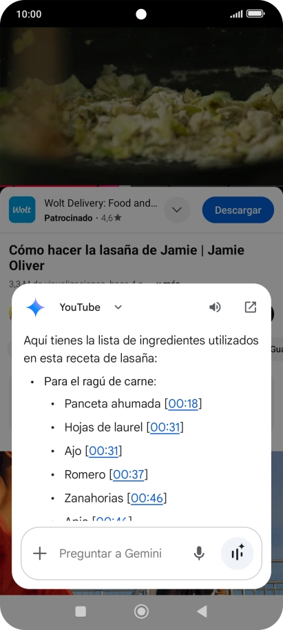 La respuesta de Gemini a tu pregunta se visualiza ahora en la pantalla. La respuesta de Gemini a tu pregunta se visualiza ahora en la pantalla.
