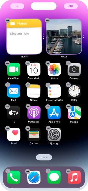 Pulsa el icono de página de pantalla de inicio. Pulsa el icono de página de pantalla de inicio.
