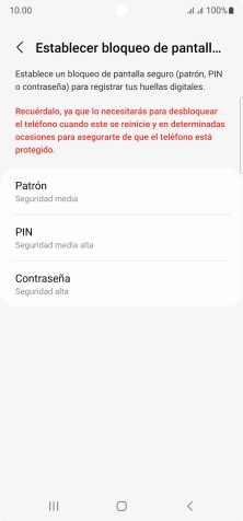 Pulsa el código de seguridad deseado y sigue las indicaciones de la pantalla para crear un código de seguridad del teléfono adicional. Pulsa el código de seguridad deseado y sigue las indicaciones de la pantalla para crear un código de seguridad del teléfono adicional.