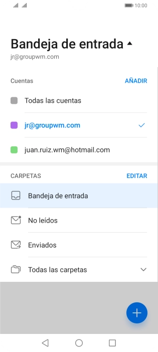 Pulsa la cuenta de correo electrónico deseada. Pulsa la cuenta de correo electrónico deseada.