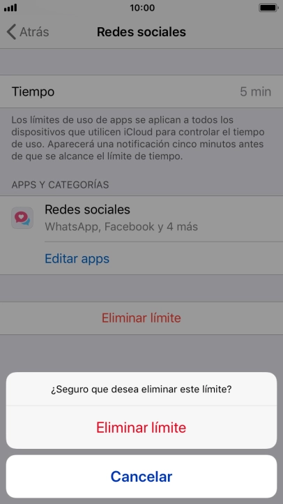 Pulsa Eliminar límite. Pulsa Eliminar límite.