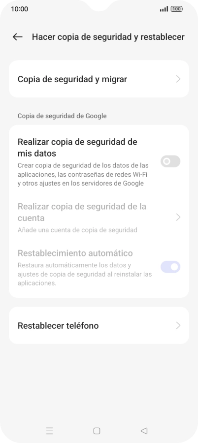 Pulsa Restablecer teléfono.