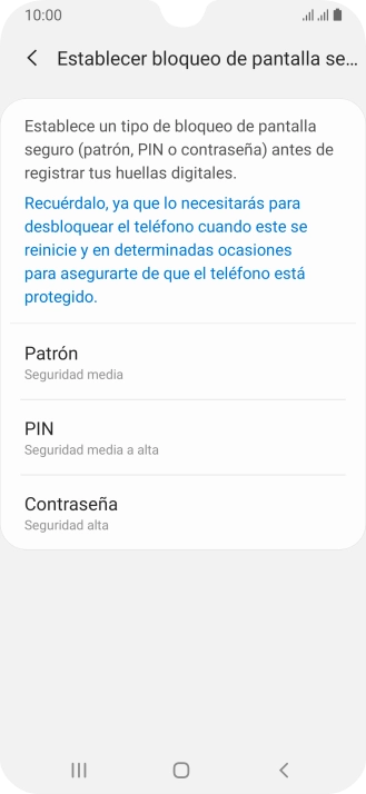 Pulsa el código de seguridad deseado y sigue las indicaciones de la pantalla para crear un código de seguridad del teléfono adicional. Pulsa el código de seguridad deseado y sigue las indicaciones de la pantalla para crear un código de seguridad del teléfono adicional.