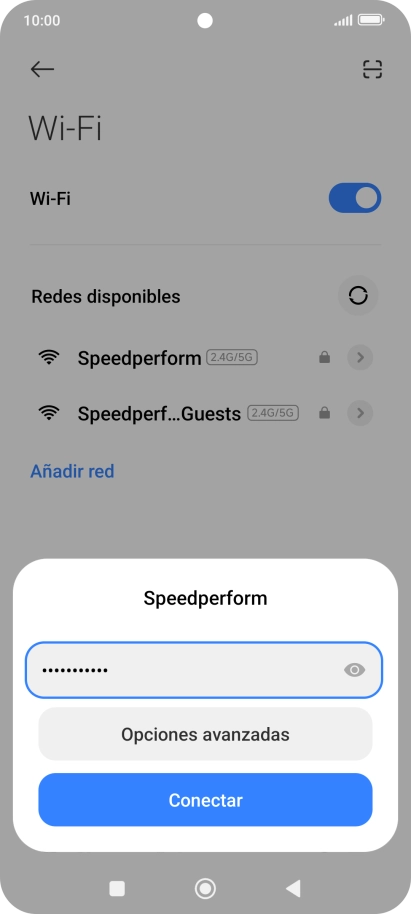 Introduce la contraseña de la red wifi y pulsa Conectar. Introduce la contraseña de la red wifi y pulsa Conectar.