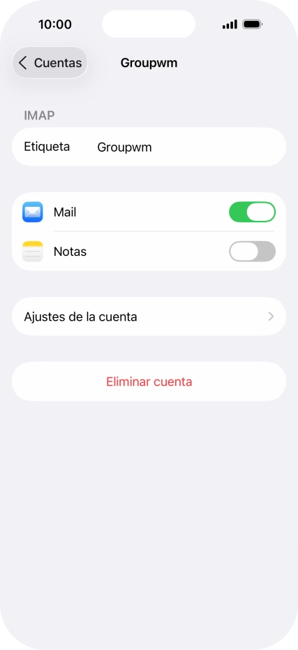Pulsa Ajustes de la cuenta. Pulsa Ajustes de la cuenta.