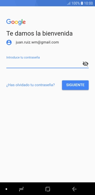Pulsa Introduce tu contraseña e introduce la contraseña de tu cuenta de Google. Pulsa Introduce tu contraseña e introduce la contraseña de tu cuenta de Google.