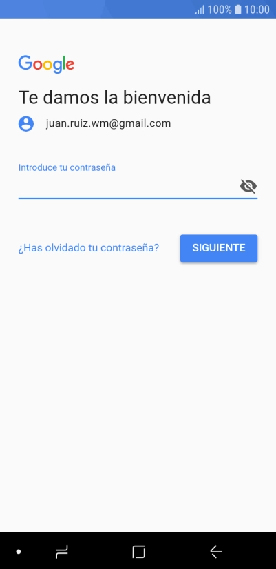 Pulsa Introduce tu contraseña e introduce la contraseña de tu cuenta de Google. Pulsa Introduce tu contraseña e introduce la contraseña de tu cuenta de Google.