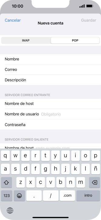 Pulsa Nombre de usuario e introduce el nombre de usuario de tu cuenta de correo electrónico. Pulsa Nombre de usuario e introduce el nombre de usuario de tu cuenta de correo electrónico.