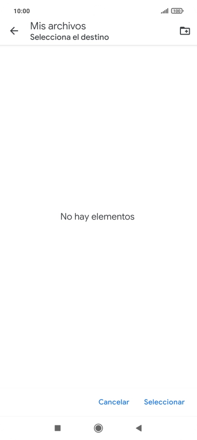 Si deseas crear una nueva carpeta, pulsa el icono de nueva carpeta y sigue las indicaciones de la pantalla para crearla. Si deseas crear una nueva carpeta, pulsa el icono de nueva carpeta y sigue las indicaciones de la pantalla para crearla.