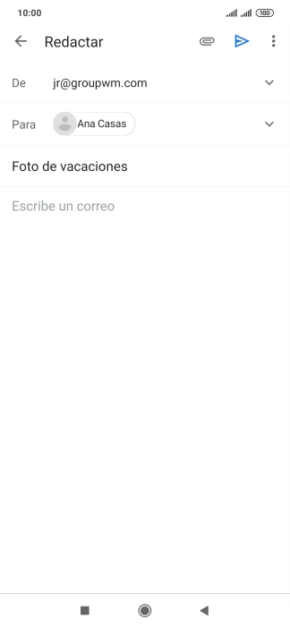 Pulsa en el campo de escritura y escribe el texto del correo electrónico. Pulsa en el campo de escritura y escribe el texto del correo electrónico.