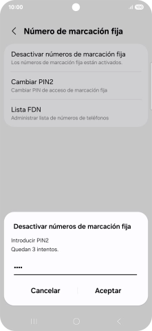 Introduce el código PIN2 y pulsa Aceptar.