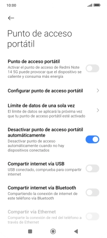 Pulsa Configurar punto de acceso portátil. Pulsa Configurar punto de acceso portátil.