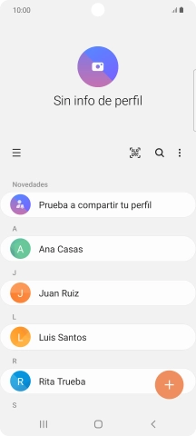 Pulsa el icono de nuevo contacto. Pulsa el icono de nuevo contacto.