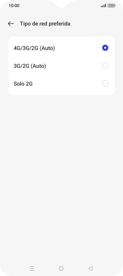 Pulsa el tipo de red deseado.
