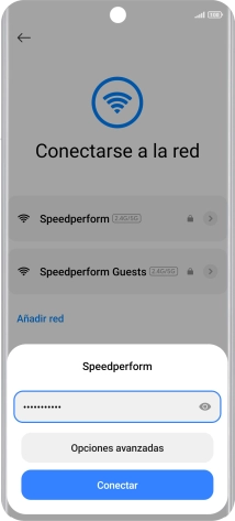 Introduce la contraseña de la red wifi y pulsa Conectar. Introduce la contraseña de la red wifi y pulsa Conectar.