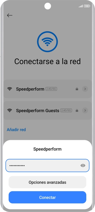 Introduce la contraseña de la red wifi y pulsa Conectar. Introduce la contraseña de la red wifi y pulsa Conectar.