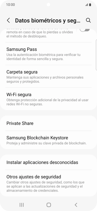 Pulsa Otros ajustes de seguridad. Pulsa Otros ajustes de seguridad.
