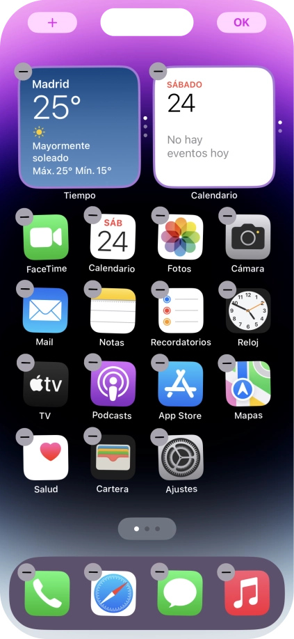 Pulsa el icono de página de pantalla de inicio. Pulsa el icono de página de pantalla de inicio.