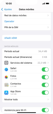 El consumo total aparece junto a Periodo actual.