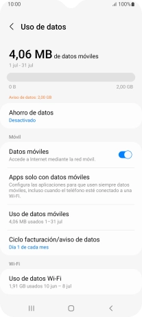 El consumo total de datos se visualiza ahora en la pantalla. El consumo total de datos se visualiza ahora en la pantalla.