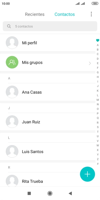 Pulsa el icono de nuevo contacto. Pulsa el icono de nuevo contacto.