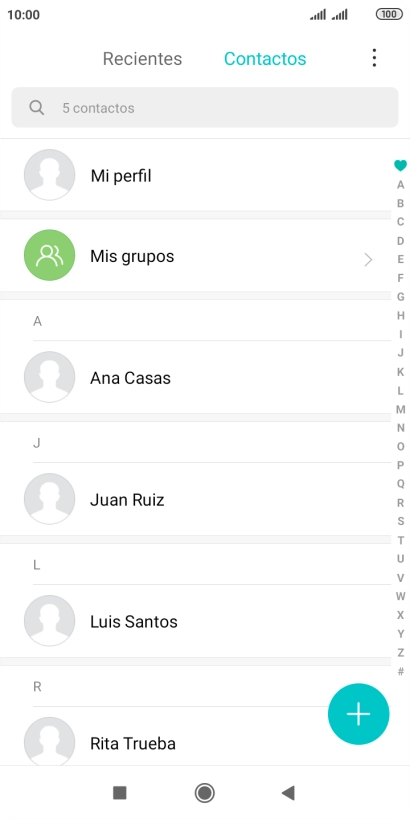 Pulsa el icono de nuevo contacto. Pulsa el icono de nuevo contacto.
