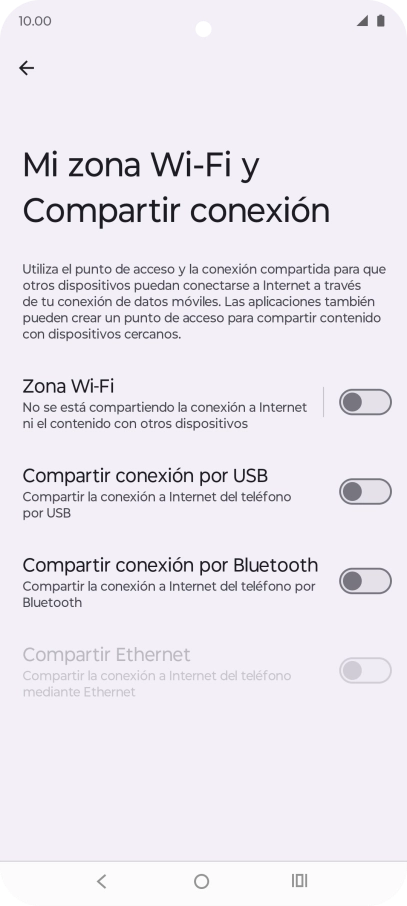 Pulsa Zona Wi-Fi.