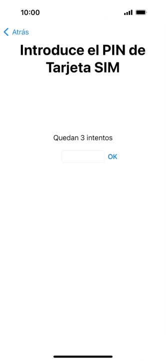 Si es necesario desbloquear la tarjeta SIM, introduce el código PIN y pulsa OK. Si es necesario desbloquear la tarjeta SIM, introduce el código PIN y pulsa OK.