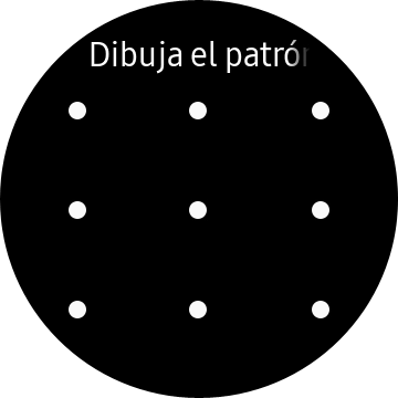 Arrastra el dedo sobre la pantalla para unir por lo menos cuatro puntos y sigue las indicaciones de la pantalla para crear un patrón como código de seguridad. Arrastra el dedo sobre la pantalla para unir por lo menos cuatro puntos y sigue las indicaciones de la pantalla para crear un patrón como código de seguridad.