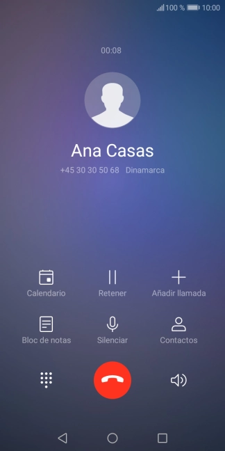 Pulsa el icono de finalizar llamada. Pulsa el icono de finalizar llamada.