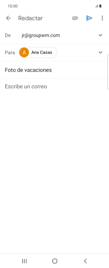 Pulsa en el campo de escritura y escribe el texto del correo electrónico. Pulsa en el campo de escritura y escribe el texto del correo electrónico.