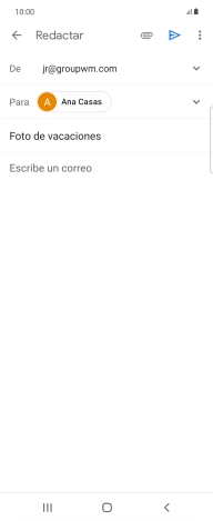 Pulsa en el campo de escritura y escribe el texto del correo electrónico. Pulsa en el campo de escritura y escribe el texto del correo electrónico.
