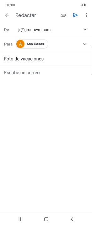 Pulsa en el campo de escritura y escribe el texto del correo electrónico. Pulsa en el campo de escritura y escribe el texto del correo electrónico.