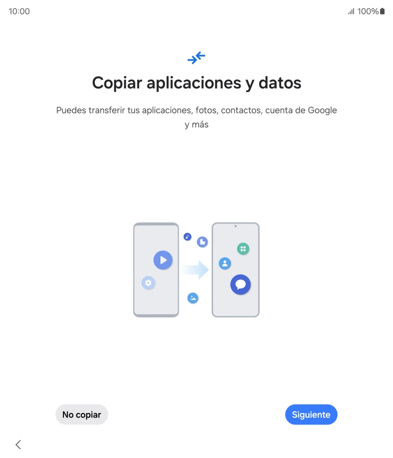 Pulsa No copiar y sigue las indicaciones de la pantalla para finalizar la activación del teléfono. Pulsa No copiar y sigue las indicaciones de la pantalla para finalizar la activación del teléfono.