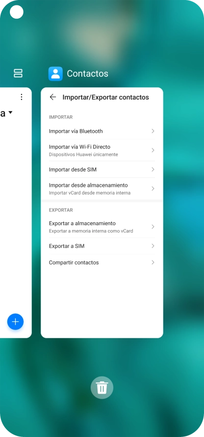 Para cerrar una sola aplicación en ejecución, desliza el dedo hacia arriba sobre la aplicación deseada. Para cerrar una sola aplicación en ejecución, desliza el dedo hacia arriba sobre la aplicación deseada.