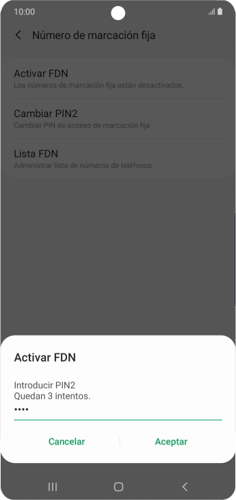 Introduce el código PIN2 y pulsa Aceptar. Introduce el código PIN2 y pulsa Aceptar.