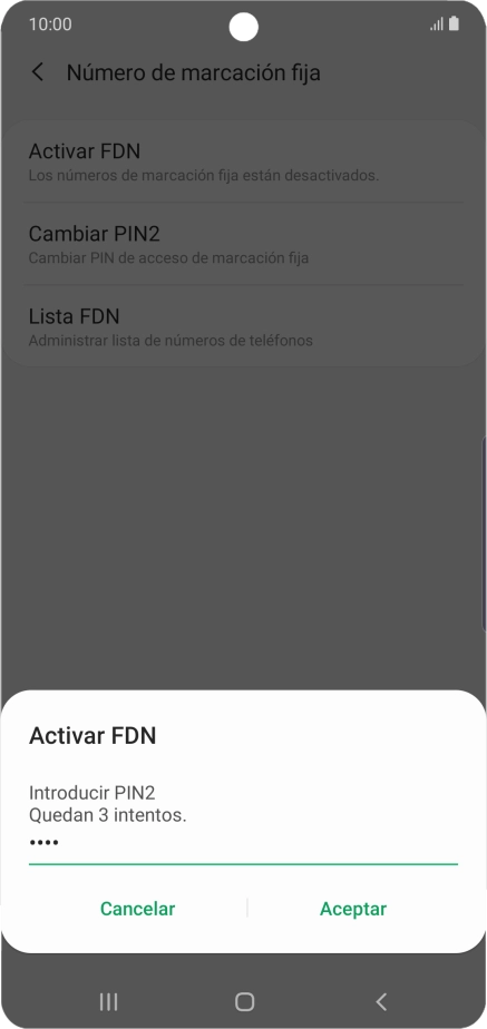 Introduce el código PIN2 y pulsa Aceptar. Introduce el código PIN2 y pulsa Aceptar.