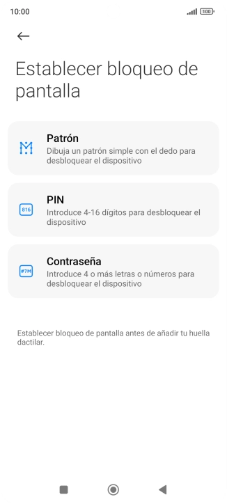 Pulsa el código de seguridad deseado. Pulsa el código de seguridad deseado.